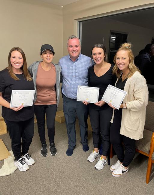 Physical therapists receive certificates