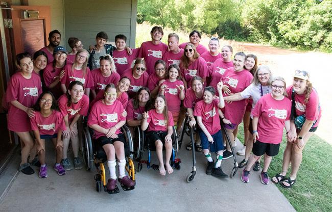 Campers and staff take a group photo